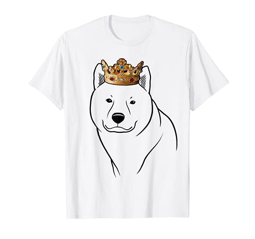 Hokkaido Dog Wearing Crown T-Shirt, Black