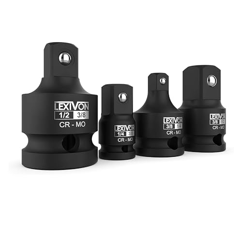 LEXIVON Juego de 4 adaptadores y reductores de vasos de impacto | 1/4 - 3/8 - 1/2, aleación de acero al cromo molibdeno [LX-112]