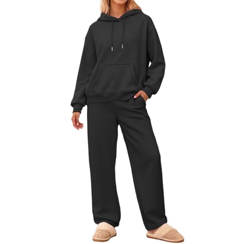 Survêtement femme chaud ensemble sweat à capuche thermique et pantalon de jogging