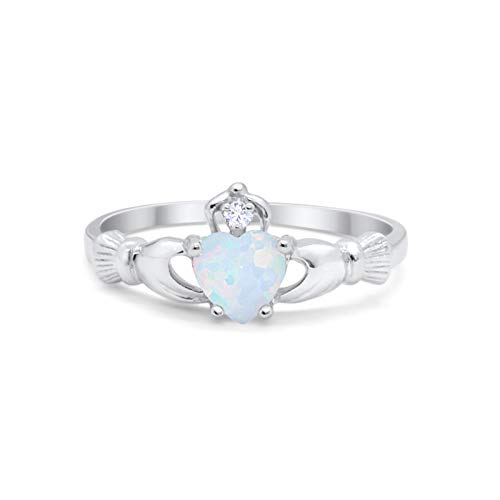 Blue Apple Co. Lab Created White Opal Size-12 Art Deco