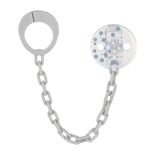 babynova Catena per Ciuccio con Clip e Anello Adattatore – Set da 2 Pezzi – Portaciuccio per Bambini – Compatibile con Qualsiasi Ciuccio – Essenziale per Neonati – Senza BPA - Punti blu