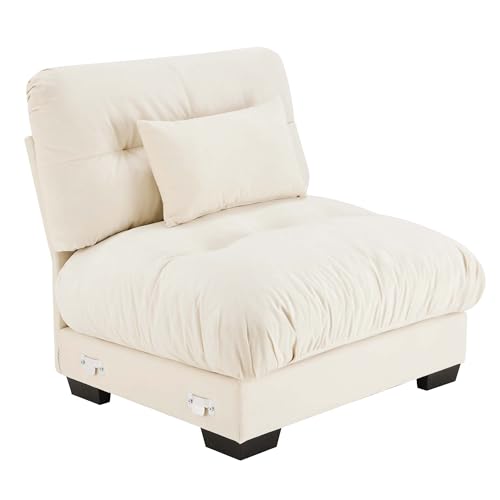 Image of SoarFlash Velvet Sectional Middle Position Sofa, Beige