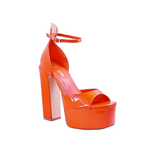 Liliana Women's Platform High Heel Ankle Strap Chunky Heels Sandals