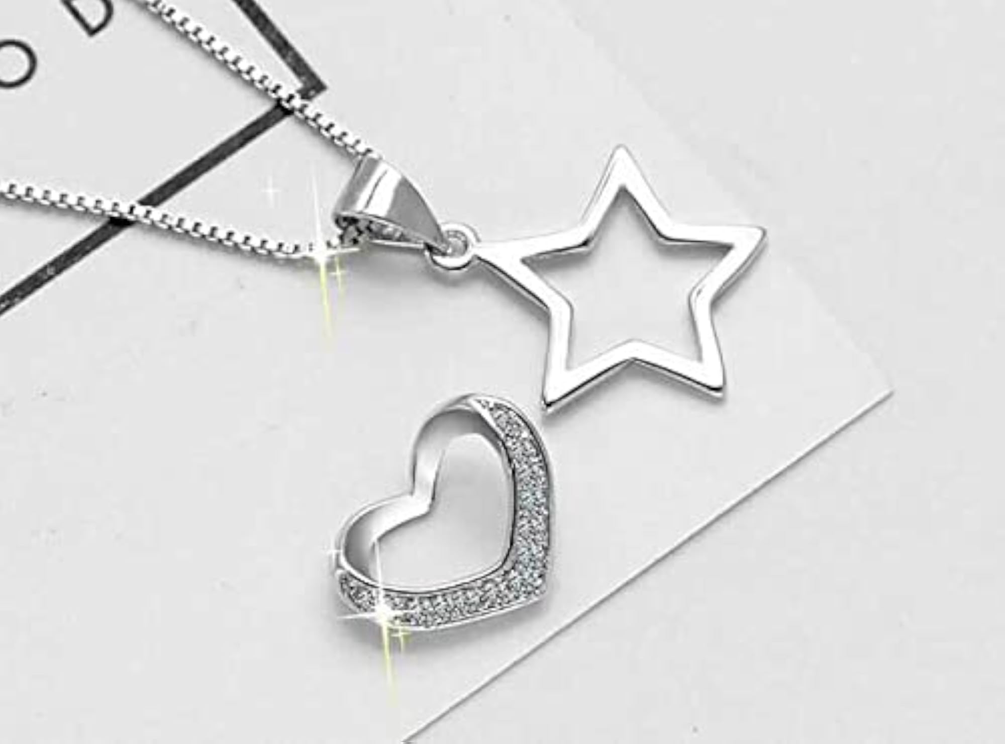 Heart & Star Zirconia Pendant Necklace