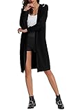 LilyCoco Women Casual Zip Up Fleece Tunic Sweatshirt Long Hoodie Jacket with Pockets Black Large