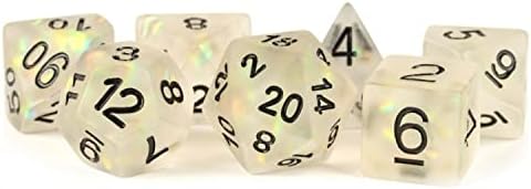 Metallic Dice Games LIC604 ICY Opal CLbk Dice & Dice Bags - Set of 7