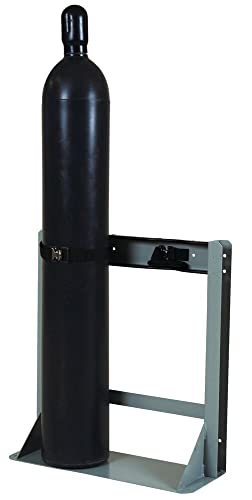 Image of Justrite Steel Gas Cylinder Floor Mount Storage Stand, Holds Two 4 inch-12 inch Cylinder, Made in The USA, 35288
