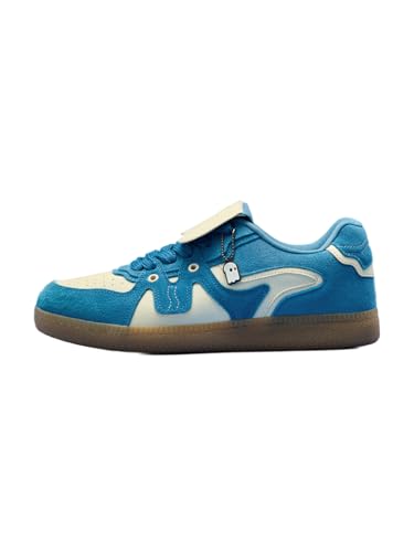 Image of The Souled Store UBZ Legacy: Blueprint Men and Boys Low Top Sneakers | Blue & Off-White Retro Trainer with Microfibre Suede, Cushioned Insole & Lightweight Build