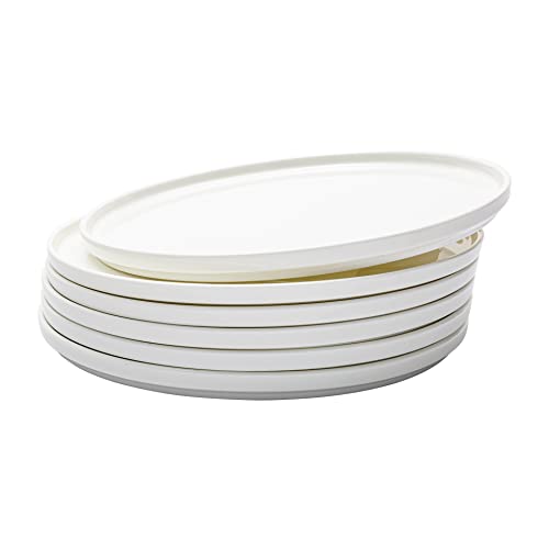 Vikko Dinner Plate, Set Of 6 White Plates, Bone China, Stackable 10 Inch Dinner Plates, Dishwasher Safe #TOP2