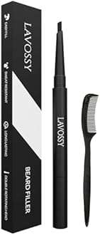 Beard Pencil - Long Lasting and Easy to Use Beard Pen with Blending Brush for Natural, Water/Sweat Proof Results (Light Brown, 1 Count)