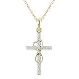 LXGGUC Accesorios Silver Sterling Eternal Amor Infinito para Mujeres, Cristal de circón Brillante Plateado - Faith Heart and Cross Collar, religioso