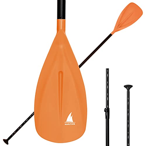 Karltion SUP Paddle - 3 Pieces Adjustable Aluminium SUP Paddle Alloy Shaft Paddle Board Paddles with Glass Fiber Blade for Surfing Floating Water Sport-Orange