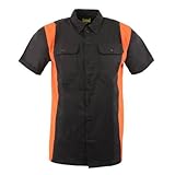 Biker Clothing Co. MDM11675.94 Men’s Two-Tone Black and Orange Short Sleeve Motorcycle Mechanic Shirt - Large