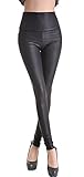 ZIOOER Mujeres PU Leggins Cuero Skinny Elásticos Leggings Pantalones Piel de Serpiente Negro...