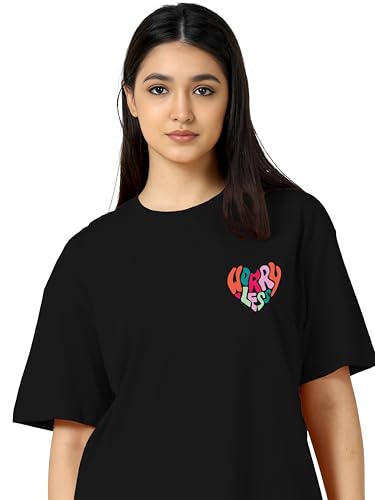 Image of TQH Women's Casual Printed Round Neck, Oversized Longline Drop Shoulder Boho Style T-Shirt