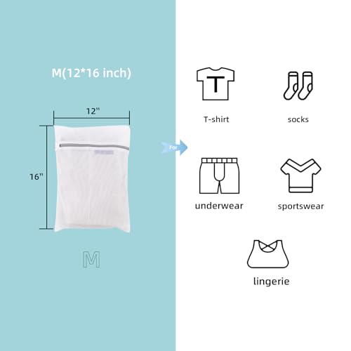 GOGOODA 3 Pack Medium Mesh Wash Bags 12 x 16 inches Travel Laundry Bag for Lingerie, Hosiery, Shirt, Blouse