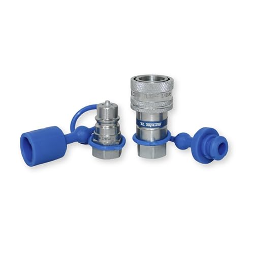 Image of 3 /8 inch SAE Thread Ag Hydraulic Quick Connect Coupler Set | 1 /4 inch Body Size | (9 /16 inch-18 ORB) | Tractor Attachments | ISO 5675 Heavy-Duty Poppet Style | Model TL33