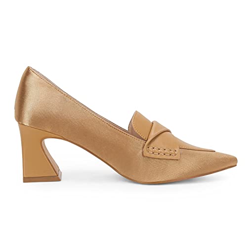 Image of Women's Chunky Block Low Heels Pumps Stitching Retro Work Office Dress Shoes