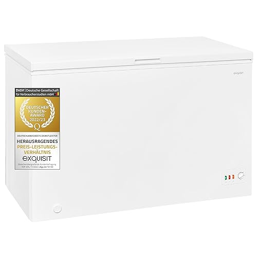 Produktfoto von Exquisit Gefriertruhe, 300 Liter, 4-Sterne-Gefrieren, Gefriertruhe groß, Tiefkühltruhe, Toplader, GT5320-030D weiss