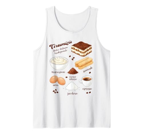 Tiramisú Receta tee Dolce Italiano Espresso Coffee Tradition Camiseta sin Mangas