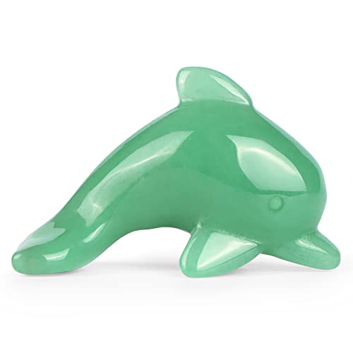 Hxswkk 3" Green Jade Crystal Dolphin Statue Crystal Dolphin Figurine Collectibles,Dolphin Gifts for Women, Sea Animal Sculpture, Home Office Desk Decoration Ornaments Green Aventurine