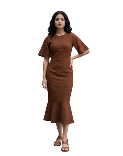 Robe en lycra texturée col rond femme : le confort absolu qui sublime les courbes