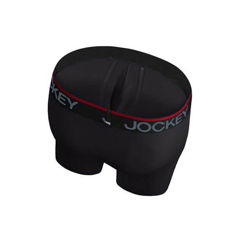 Jockey Men's Underwear Chafe Proof Pouch Microfiber 8.5" Long Leg Boxer Brief - 3 Pack, Black, 2XL4