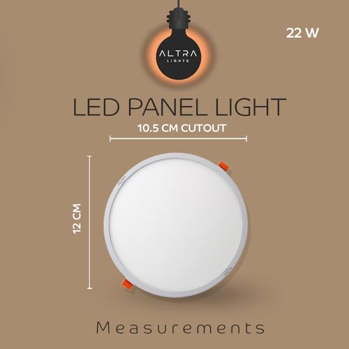 Image of 22W Recessed Round LED Panel Light | Trimless Slim Design | Polycarbonate Downlight for Home & Office False Ceiling Roof, Surface Light | Cool White, White Finish | Pack of 4
