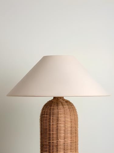 Image of AKWAY Bamboo Bedside Table lamp for Bedroom | Rattan Study Table lamp | Cane for Home Decoration | Wicker (Bulb not Included) (Brown) - Quana