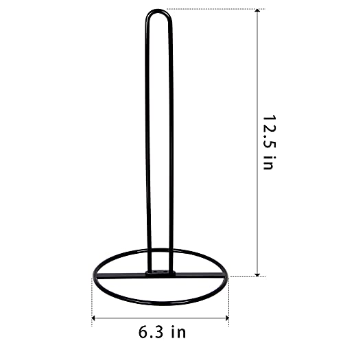 Kitchen Roll Holder Free Standing, OBODING, Paper Towel Holder Countertop, Black Kitchen Towel Holders for Standard and Large Sized Rolls, for Kitchen Countertop and Dining Table (Black)