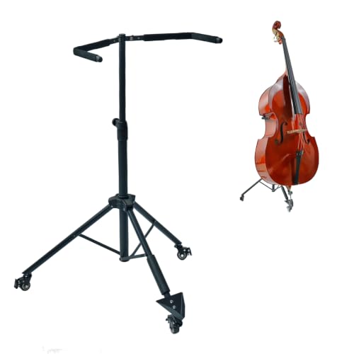 COLOOFO Double Bass Stand with Locking Casters for 1/8–4/4 Upright Bass