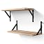 Floating Shelves, Wall Shelf Outdoor, 42x15x8 cm, Shelving Unit for Wall, Towel Holder 6 Hooks (Light Brown)