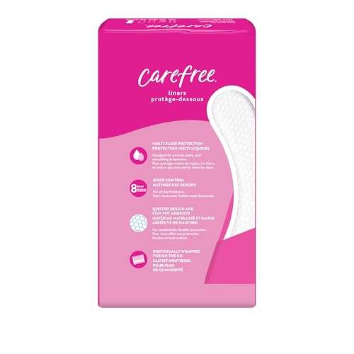 Carefree Acti-Fresh Thin Panty Liners, Soft and Flexible Feminine Care Protection, Extra Long, 93 Count