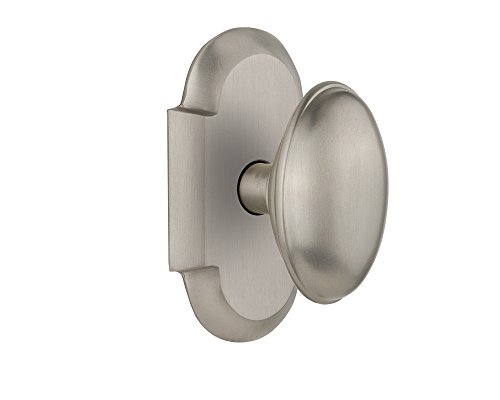 Exclusive Nostalgic Warehouse Cottage Plate with Homestead Door Knob, Passage - 2.75, Satin Nickel