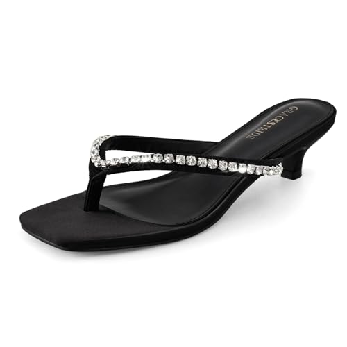 Image of Women's Flip-Flops Kitten Heels Thong Sandals For Women Square Toe Slip On Fashion Summer Dress Sandals
