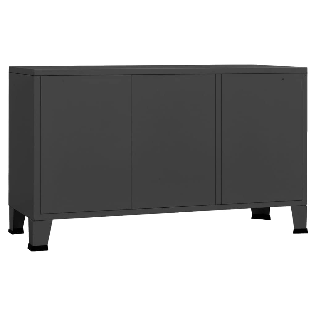 Genérico Aparador Industrial Metal y Vidrio Gris Antracita 105x35x62 cm,Armarios y Almacenamiento,Aparadores-339610