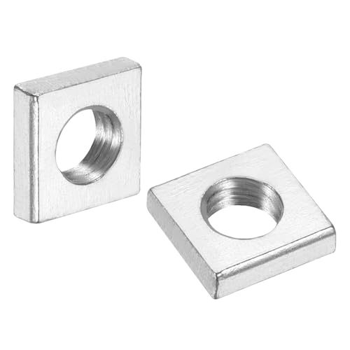 uxcell 10Pcs M4x10mmx2mm Square Nuts, Carbon Steel Zinc Plated, Silver