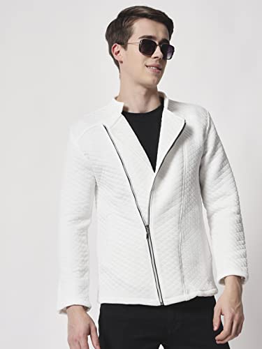 Image of Tandul Men's Jacket White Jacket with Unique Design Full Sleeve Jacket Winter Warm Jacket Boost Your Style with Casual Jacket for Men