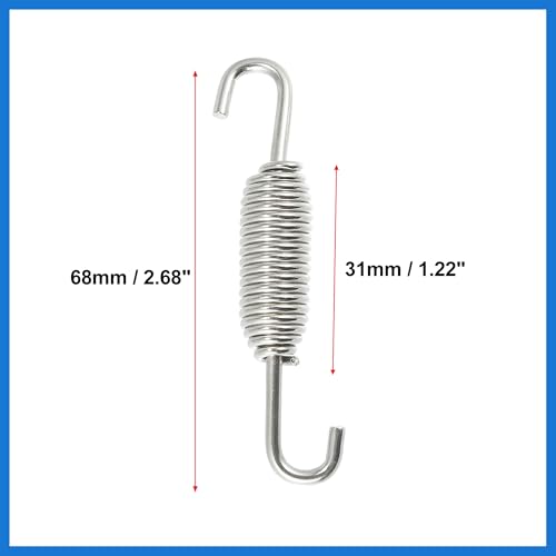 Image of 1 Set 31mm 1.22 inch Motorcycle Exhaust Pipe Spring with U Shape Hooks Stainless Steel Silver Tone Auto Accessories