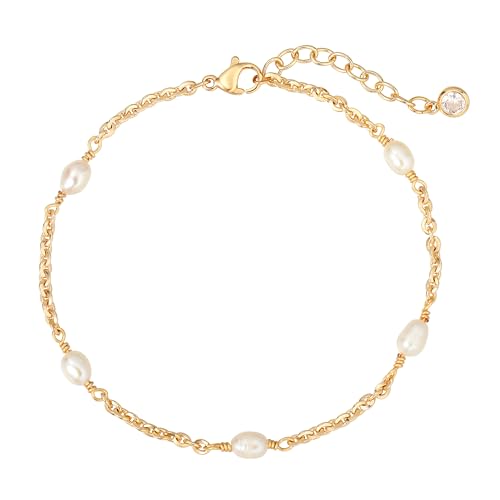MTMY Gold Chain Bracelet for Women 14K Gold Plated Dainty Bracelets with Adjustable Chain Cute Bracelet Gold Trendy Jewelry