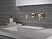 Delta Faucet Trinsic Wall Mount Faucet, Gold Bathroom Faucet, Wall Mount Bathroom Faucet 3 Hole, Widespread Bathroom Faucet, Champagne Bronze T3559LF-CZWL