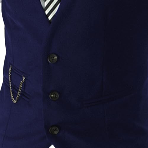 Men's Formal Business Dress Vest Slim Fit Casual Wedding Waistcoat Lightweight with Chain Suit Vest4