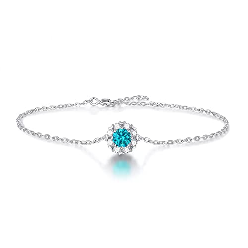 Bracelet femme argent sterling 925 moissanite bleu bijoux raffinés