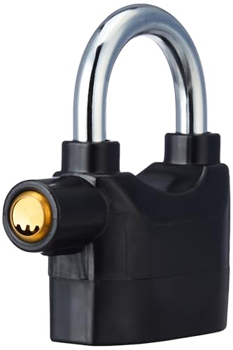 Image of Careflection Motion Sensor Alarm Padlock, Black Metal, 110db Siren, Anti-Theft Security Lock for Doors, Motorcycles, Battery Powered Gates