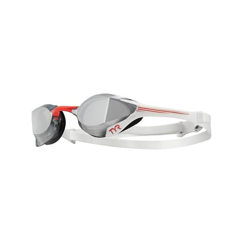 Image of TYR Tracer-X Elite Racing Swim Goggles, Silver /Red Mirrored