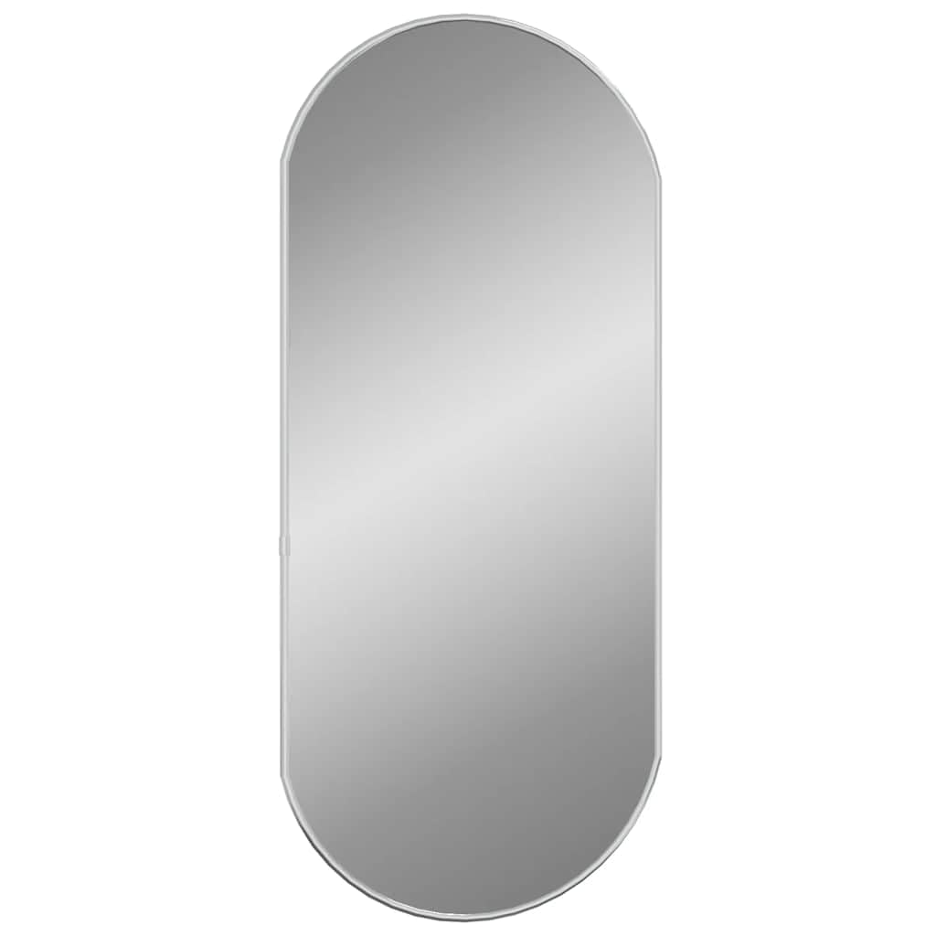 Espejo de pared ovalado, plata, 70 x 30 cm, vidrio transparente con marco de PVC resistente, diseño moderno para baño, pasillo, área de maquillaje y dormitorio, espejo montado en la pared