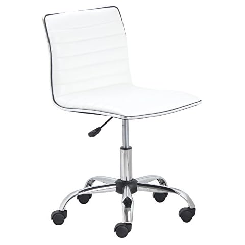 BTEXPERT BTExpert Swivel Mid Back Armless Ribbed Designer Task Chair Leather Soft Upholstery Office Chair - White Cover