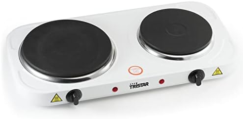 Tristar KP-6245 podwójna płyta grzewcza, Ø 15,5 i 18,5 cm, indywidualnie regulowane 5 stopni ogrzewania, moc 2500 W, biała