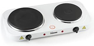 Tristar KP-6245 podwójna płyta grzewcza, Ø 15,5 i 18,5 cm, indywidualnie regulowane 5 stopni ogrzewania, moc 2500 W, biała