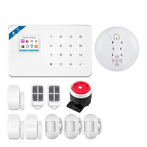 ZKLGS Allarme Casa Senza Fili, Il di Allarme di Sicurezza Smart gsm Funziona con Il rilevatore di Movimento antifurto Domestico, Il sensore for Porte e finestre(WiFi gsm KIT3 Alarm)